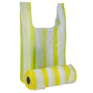 Пакет майка рулон Китай втулка желтая полосатая 250*420 мм 400 гр/рул ± 10%  80 рул/меш