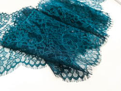 Кружево шантильи, с ресничками, 23 см, сосна (темно-зеленое), купон (1,5 м), SK-2701