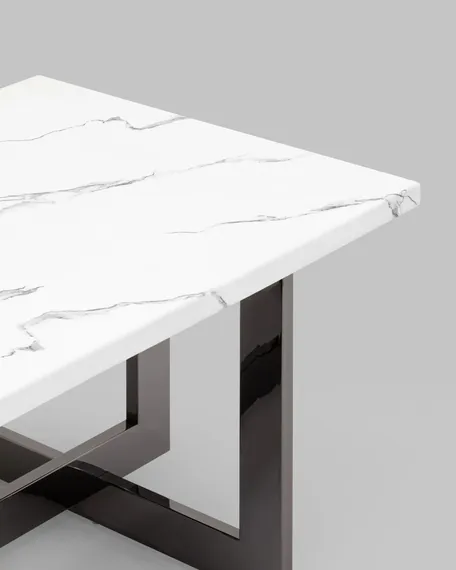 Журнальный столик Newton 122х61 см, белый мрамор, темный хром