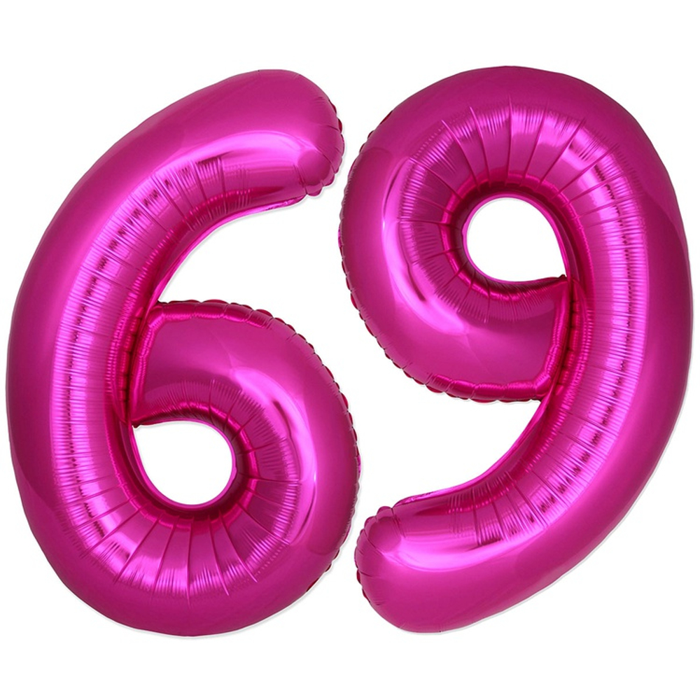 Шар фольгированный Цифра 6 101 см (Фуксия)