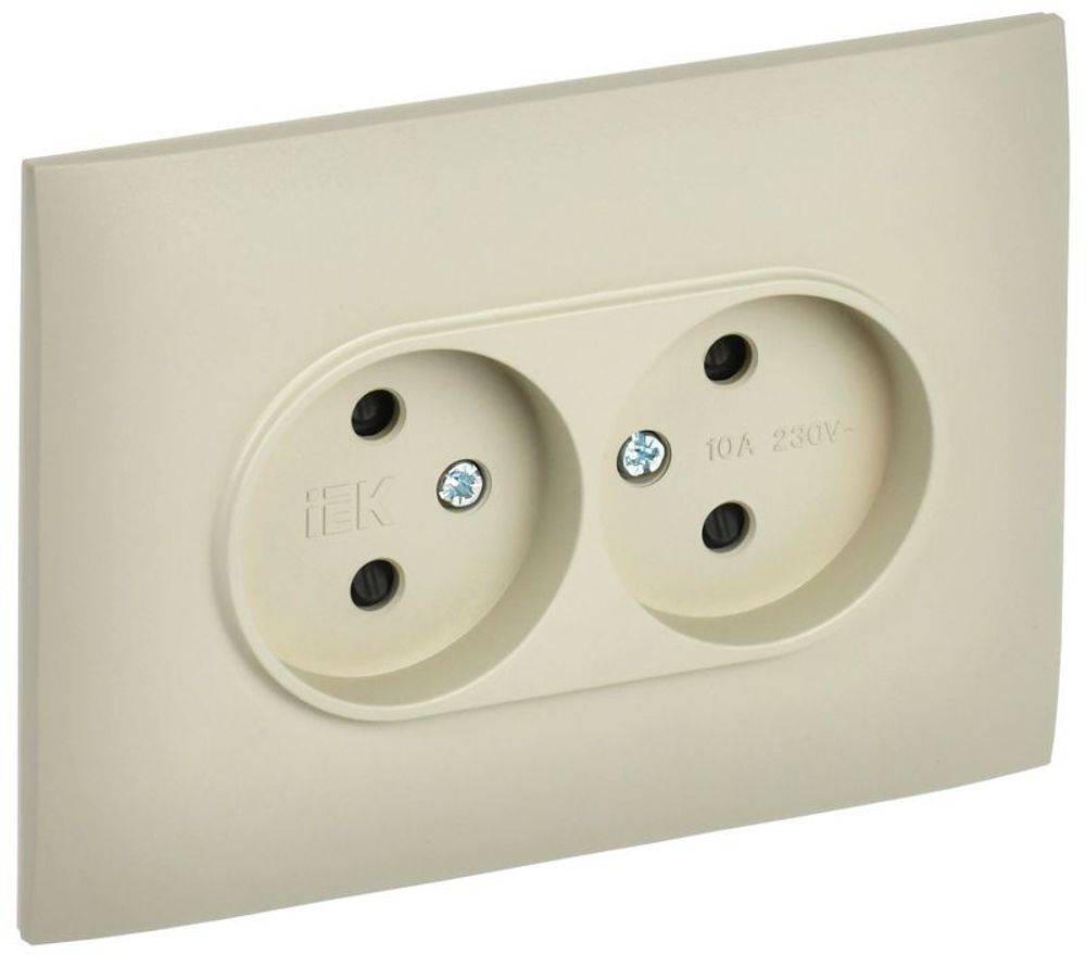 Розетка 2-м SKANDY 10А без заземл. защ. шторки в сборе SK-R09B беж. IEK SK-R23-10-K10-F
