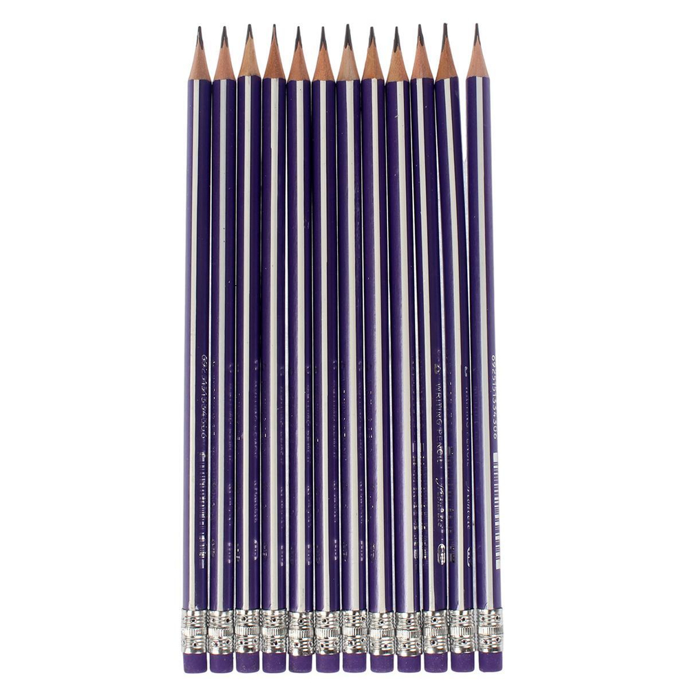 Карандаш ч/г "Полоски" трехгранный с ластиком, цветной срез, 6 цветов микс (Комплект 6шт.)