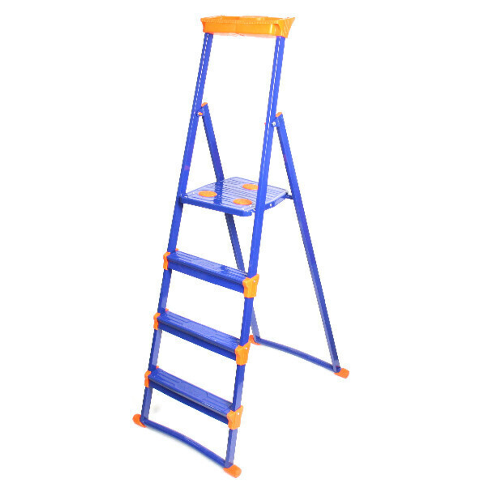 Стремянка металлическая 4 ступени, высота до платформы 860 мм, вес 5,7 кг, до 150 кг, для рыхлых поверхностей СМ4+