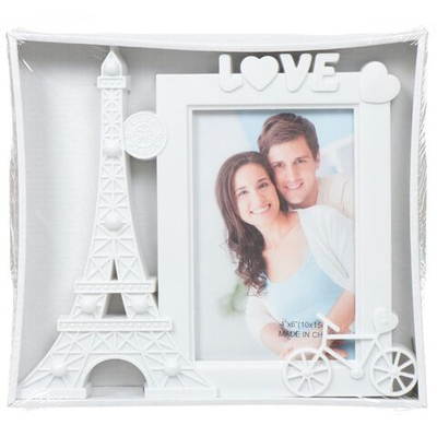 Фоторамка 20х23 см, фото 10х15 см, бел, Эйфелева башня, JC-11871