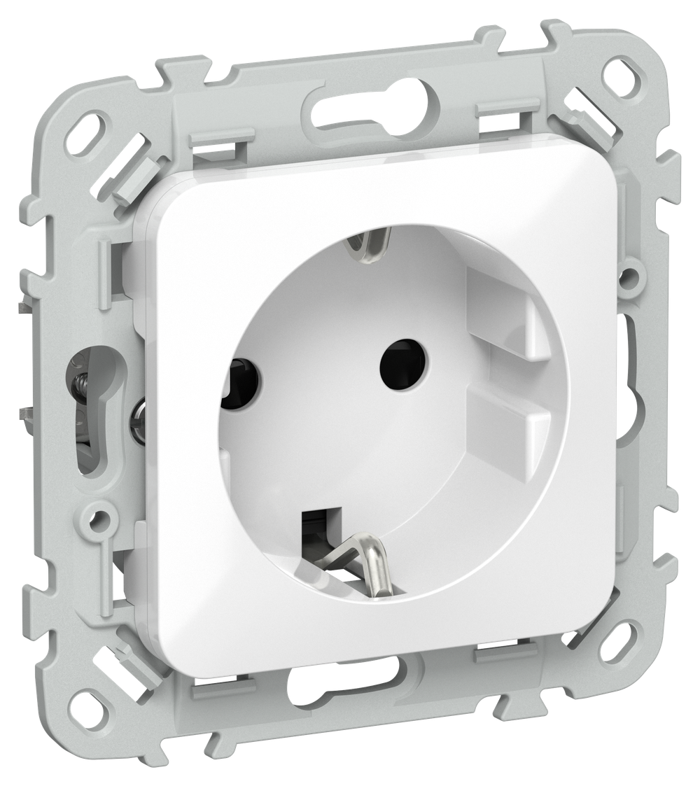 FLITE Розетка с заземлением с защитными шторками безвинтовое крепление 16А РСш11-1-ФлБ белый IEK