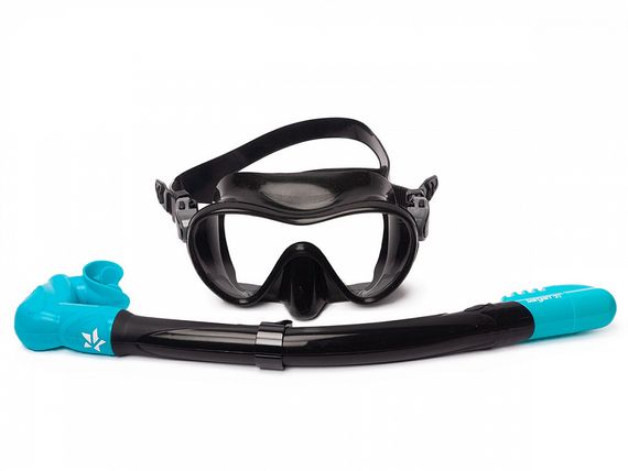 Набор маска+трубка Sargan Агидель черный/мятный зеленый