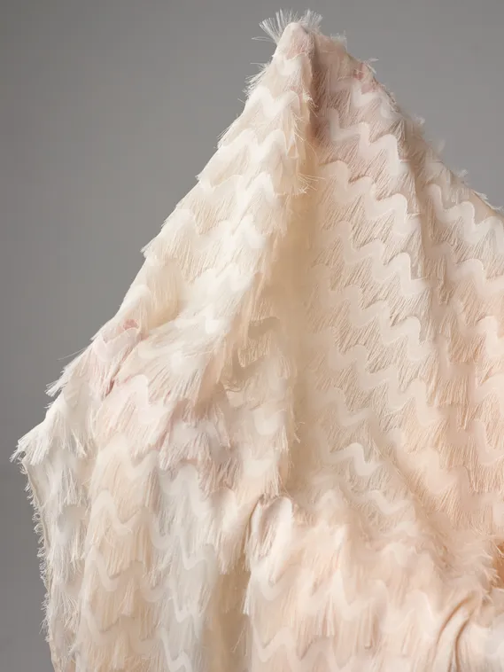 Шифон с бахромой зигзаг, арт.1201, Китай, абрикос