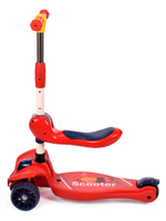 Самокат трехколесный с сиденьем 61*17*80см，можно сложить，с музыкальным светом，колеса PU, разноцветный принт,