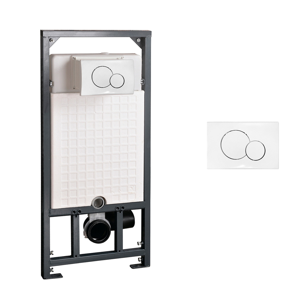 Комплект Инсталляция 10002 + Кнопка Белая глянцевая