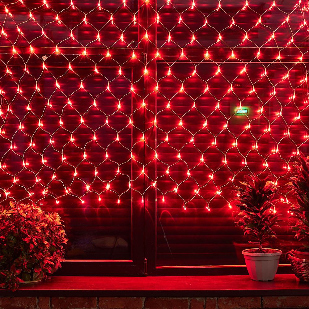 ULD-N2520-240-DTA RED IP20 Сетка светодиодная с контроллером. 240 светодиодов. 2.5х2 м. красная. IP20. провод прозрачный