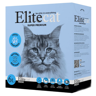 Elitecat наполнитель комкующийся с ароматом свежести "fresh", 6л / 5.1кг