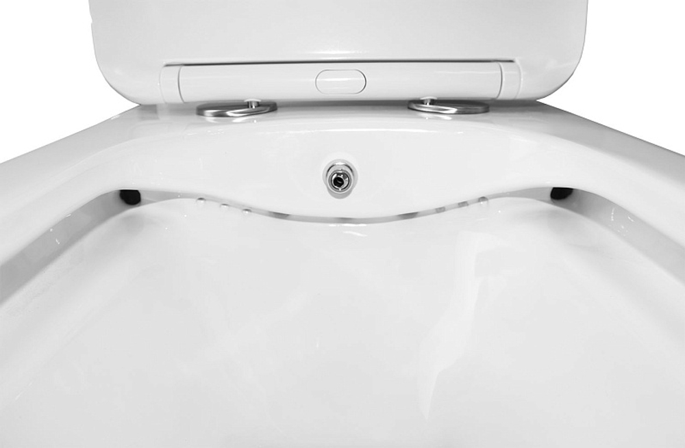 Унитаз моноблок с функцией биде Azario Lodi 350х665х750 напольный, безободковый, горизонтальный слив, сиденье дюропласт микролифт (AZ-8617B)