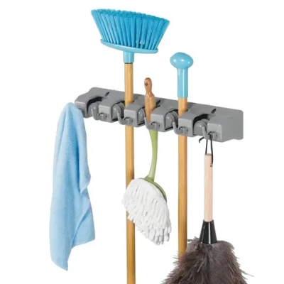 Держатель настенный для швабр и инвентаря с крючками