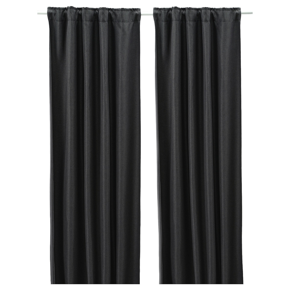 IKEA ANNAKAJSA  (ИКЕА АННАКАЙСА)  -  Шторы, 1 пара, на ленте/антрацит, 145x300 см