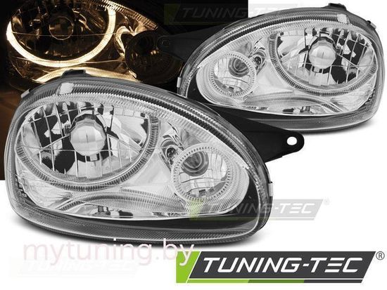 Передние фары Angel Eyes для Opel Corsa B (93-00) Chrome