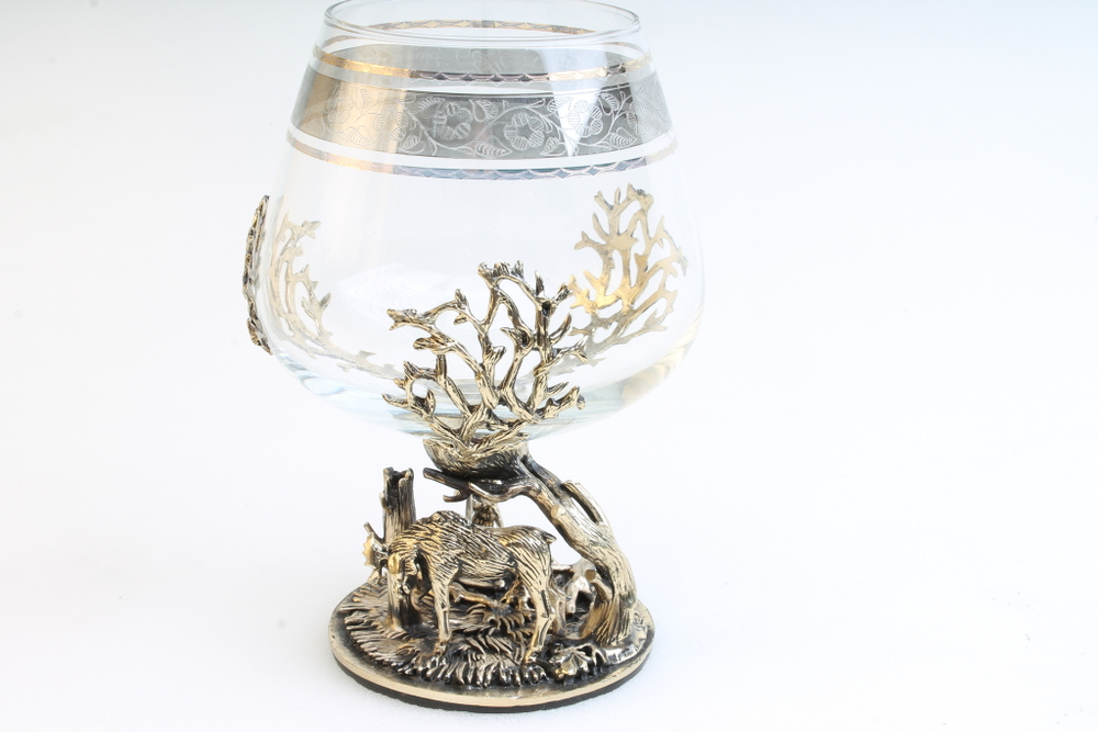 Бокал для коньяка Охота на Лося в футляре