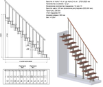 Ограждение для прямой лестницы PROSTO MODULE h292.5, стойки хром