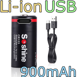 Аккумулятор Soshine Li-ion/16340/900мАч/USB