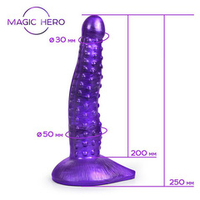 Фиолетовый фантазийный фаллоимитатор 25см с пупырышками Bior Toys Magic Hero MH-13003
