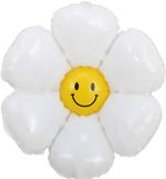 Шар (17''/43 см) Мини-цветок, Ромашка Смайл, Белый, 1 шт.
