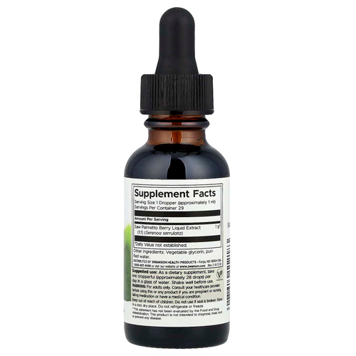 Swanson, Жидкий экстракт серенои, без спирта и сахара, 29,6 мл (1 жидк. унц.)