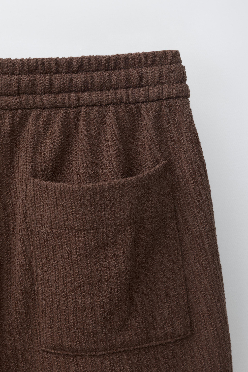 ZARA ШОРТЫ ИЗ РЕЛЬЕФНОЙ ТКАНИ В СЕЛЬСКОМ СТИЛЕ, ШОКОЛАДНЫЙ
