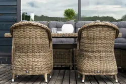 "Бергамо" обеденная группа угловая из искусственного ротанга, цвет соломенный