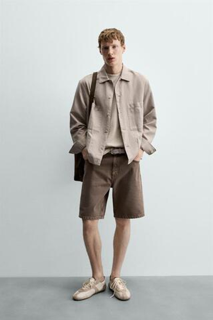 ZARA ДЖИНСОВЫЕ ШОРТЫ RELAXED FIT, КОРИЧНЕВЫЙ