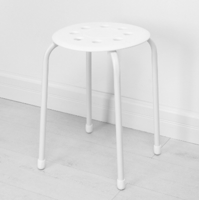 Табурет с пластмассовым сиденьем, d=32 см, h=46 см, белый