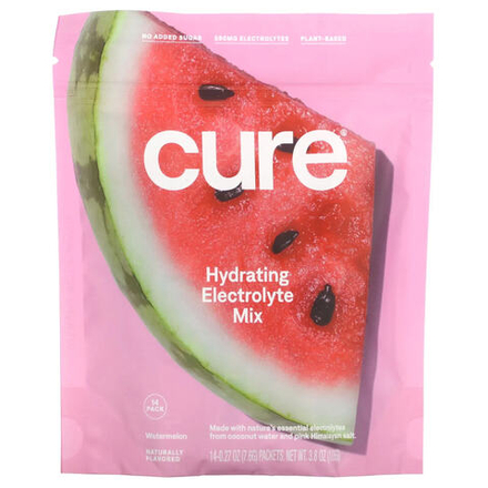 Cure Hydration, смесь электролитов для гидратации, арбуз, 14 пакетиков по 7,6 г (0,27 унции) каждый