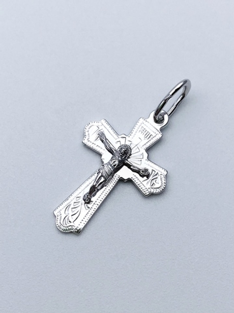 Крест из серебра/Родий/С подвижным ухом/С алмазной огранкой