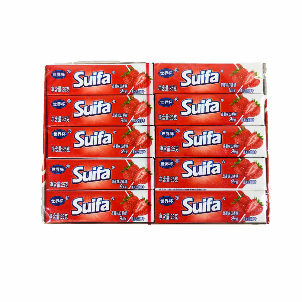 Жевательная резинка SUIFA с начинкой КЛУБНИКА 25гр