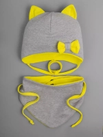 Шапка для девочки с ушками осенняя и снуд