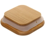 Банка для продуктов стеклянная 400мл «Хай-Тек» с бамбуковой крышкой, квадратная 6*15см