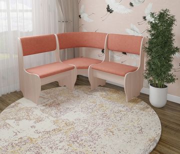 Скамья угловая мягкая compatto "Оливьер" (Вишня Хансен/Рогожка Bjork Coral (AT)) -G