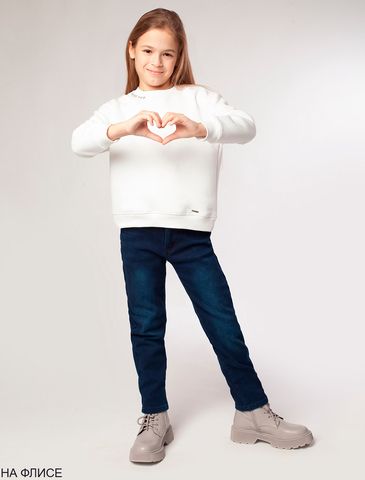 Эластичные джинсы mom-fit на флисе  F54.077 (1305)