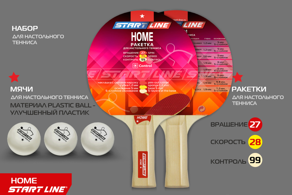 Набор 2 р-ки HOME 1*, 3 мяча Club Select, сетка 12102