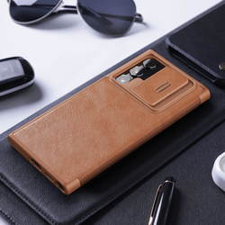 Кожаный чехол-книжка Nillkin Leather Qin Pro для Samsung Galaxy S22 Ultra