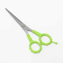 Ножницы парикмахерские с упором, лезвие — 7 см, цвет салатовый/серебристый