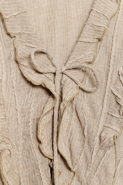 ZARA ТОП С ВОЛАНАМИ И ЗАВЯЗКАМИ, БЕЖЕВЫЙ