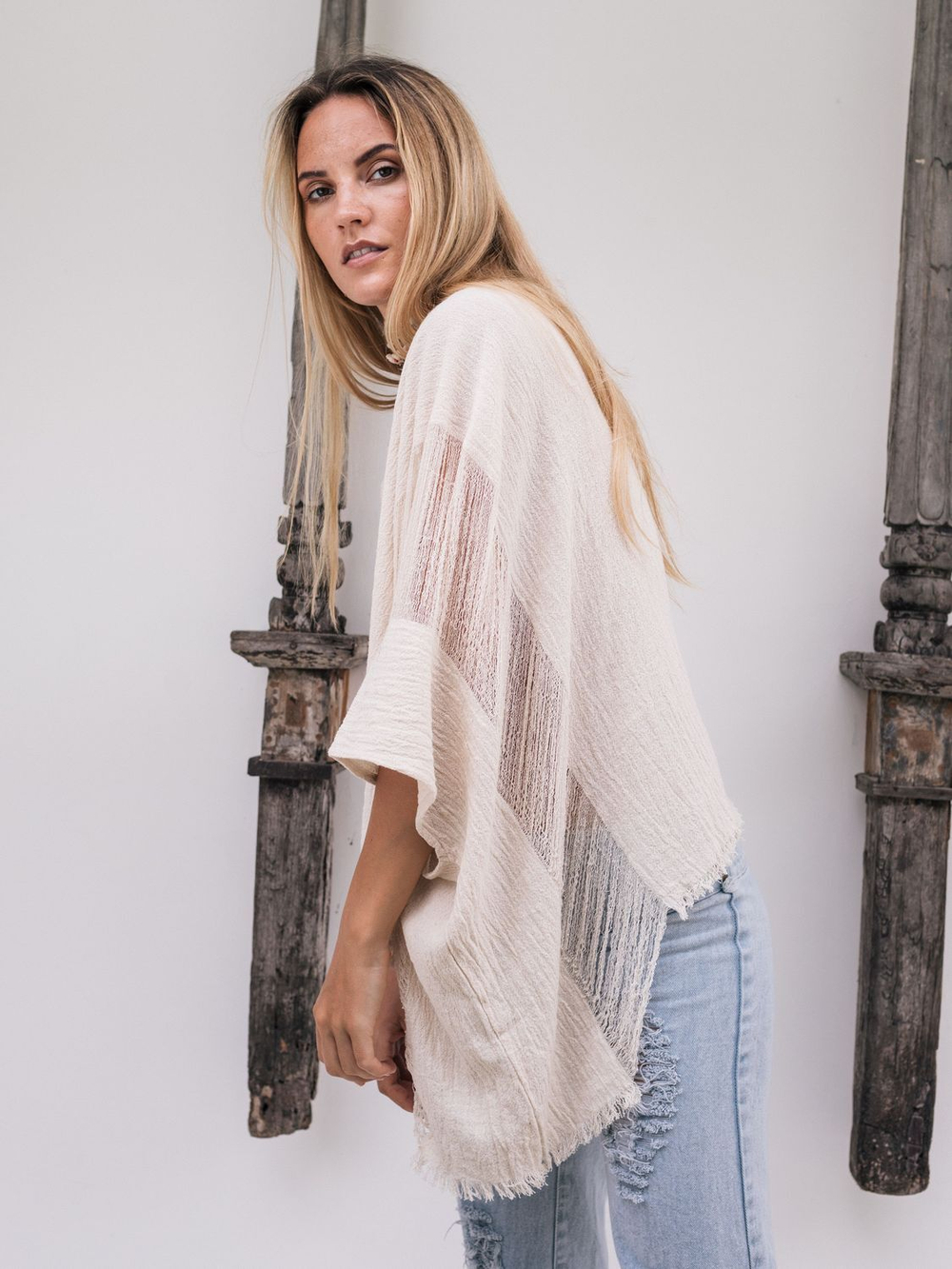 Асимметричный бохо-топ молочный