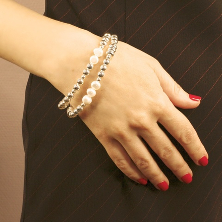 Браслет Fiore Luna Metall & Pearl Сarabiner CL1015 S