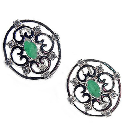 Серьги "Мелроз" изумруд, циркон