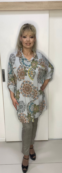 Итальянская рубашка-туника на пуговицах