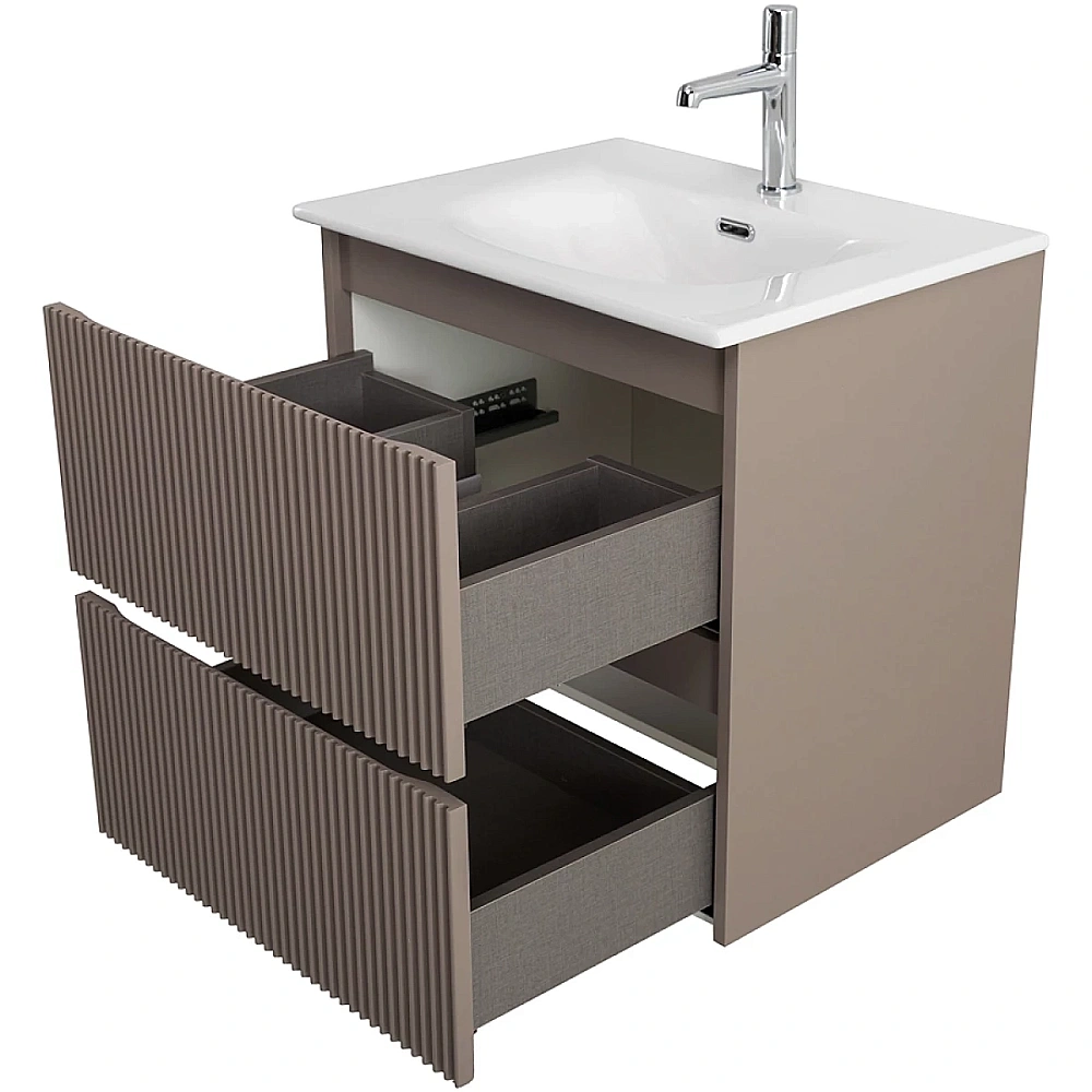 Тумба с раковиной BelBagno 60 UNO-MINI-600-2C-SO-СO+BB-8099-3-60 бежевая матовая