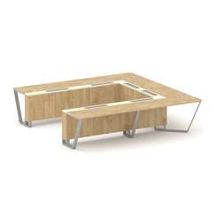 Steel Meet Стол переговорный П-образный KMK-PR.B.SP-11P Тиквуд Светлый/Ваниль Глянец/Металл Серый 32