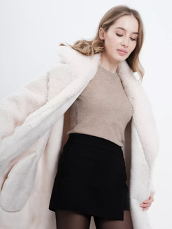 Шуба из овечьей шерсти, жемчужная, SilverFox