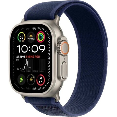 Умные часы Apple Watch Ultra 2 (2024) GPS+Cellular 49mm, Natural Titanium ремешок "Blue Trail Loop", размер S/M 130-190mm (MX4J3)