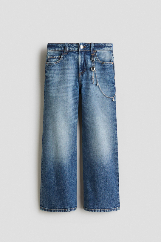 H&M Джинсы Baggy Fit Bootcut, синий