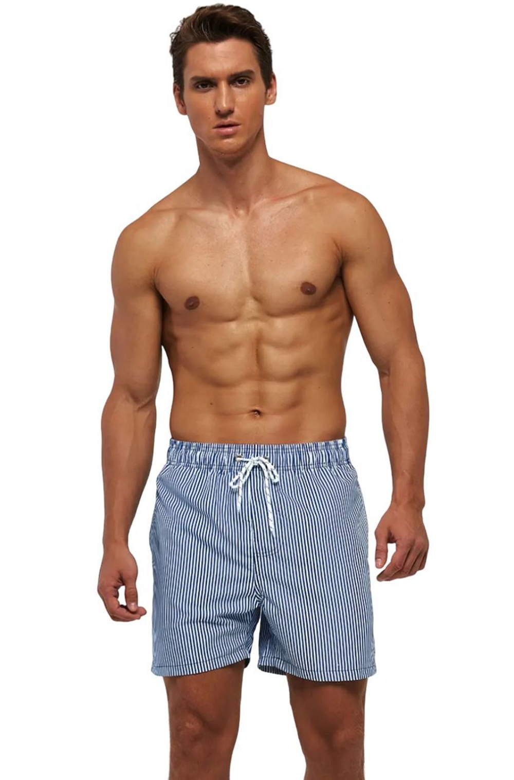 Темно-синие пляжные шорты в полоску (Размер: XXL) (Цвет: темно-синий)